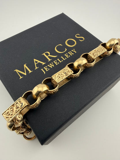 9ct Gold Gypsy Bracelet 8.75" 10/11mm 58.63g