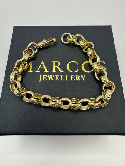 9ct Gold Oval Belcher Bracelet 9.1" 10mm 25g
