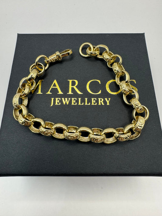 9ct Gold Oval Belcher Bracelet 9.1" 10mm 25g