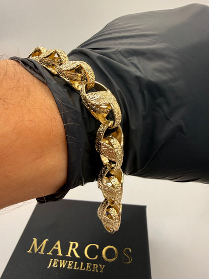 9ct Gold Tulip Bracelet 8.7" 11mm 37.9g