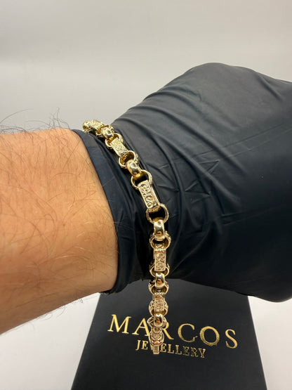 9ct Gold Gypsy Bracelet 7.25" 8mm 19.39g