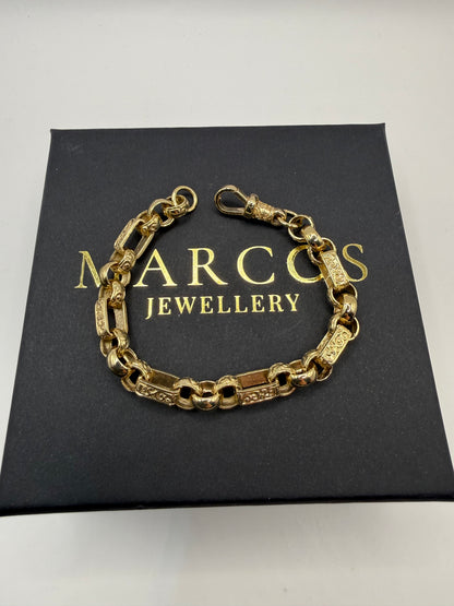 9ct Gold Gypsy Bracelet 7" 7.5mm 17.4g