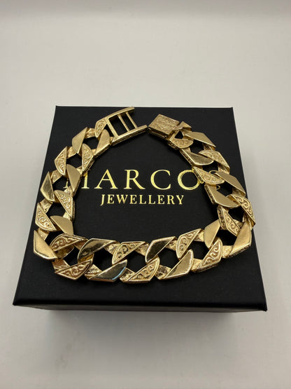 9ct gold chaps bracelet 9" 12mm 57.9g