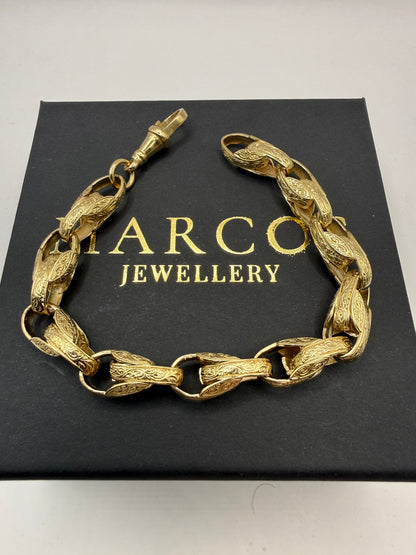 9ct Gold Tulip Bracelet 8.75" 9mm 26.6g