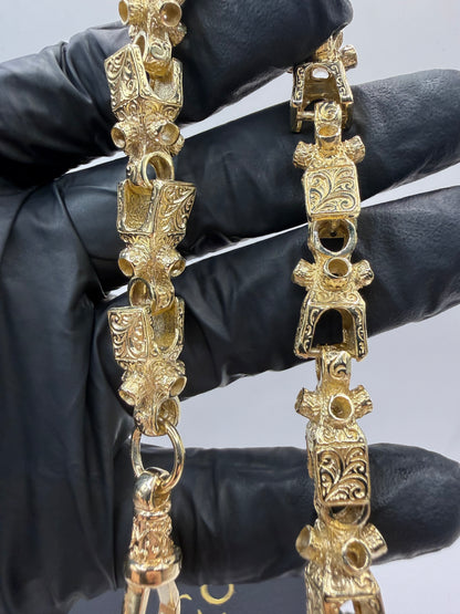 9ct Gold Lego Bracelet 9.5" 11mm 48g