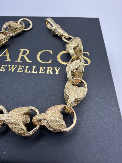 9ct Gold Tulip Bracelet 8.5" 11mm 30.15g