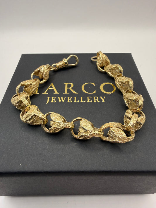 9ct Gold Tulip Bracelet 9" 11mm 34.4g