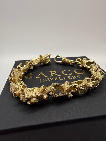 9ct Gold Lego Bracelet 9.5" 11mm 48g