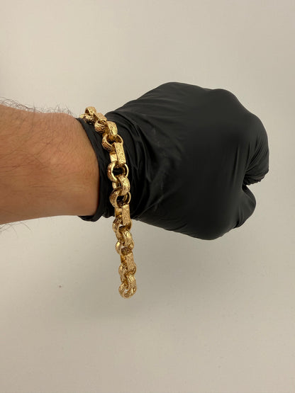 9ct Gold Gypsy Belcher Bracelet 8” 11.5mm 28.79g