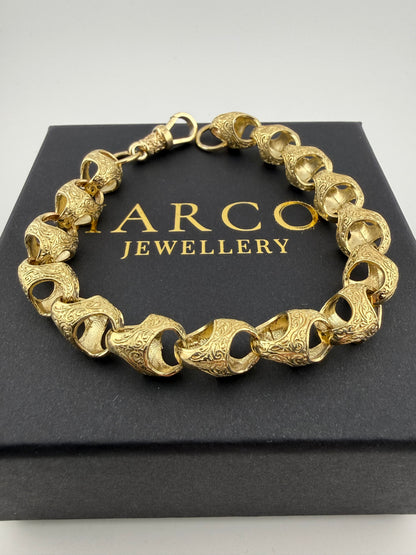 9ct Gold Acorn Bracelet 9.25” 11mm 29.57g
