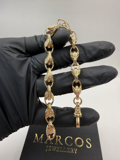 9ct Gold Tulip Bracelet 8" 8mm 26.72g