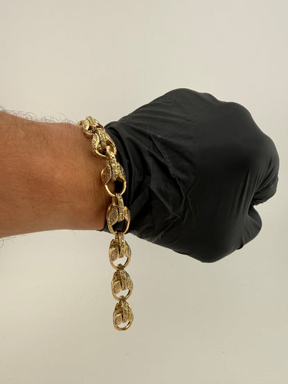 9ct Gold Tulip Bracelet 9.5" 12mm 40.2g