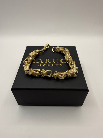 9ct Gold Lego Bracelet 9.5" 12mm 46g