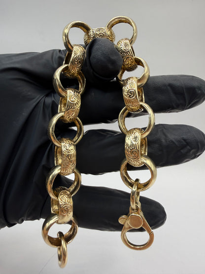 9ct Gold Belcher Bracelet 9" 16mm 43.63g