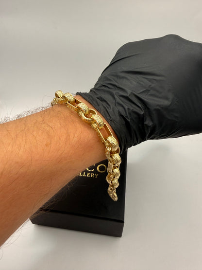 9ct Gold Gypsy Link Bracelet 8" 11mm 29.67g