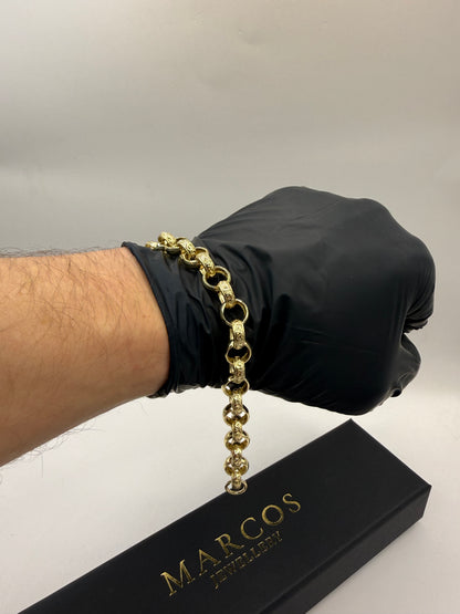 9ct Gold Belcher Bracelet 9.65" 11mm 28.67g