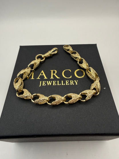 9ct Gold Tulip Bracelet 8.6" 8mm 21.6g