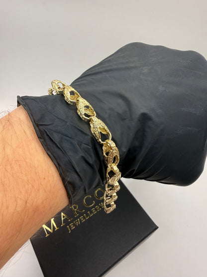 9ct Gold Tulip Bracelet 7" 8mm 17.3g