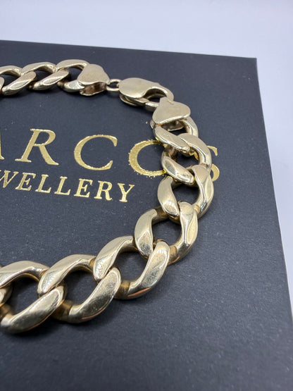9ct Gold Curb Bracelet 8.2" 11mm 32.55g