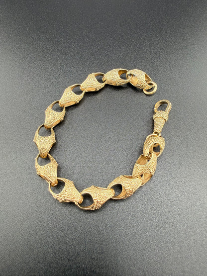 9ct Gold Acorn Bracelet 7" 8mm 12.49g