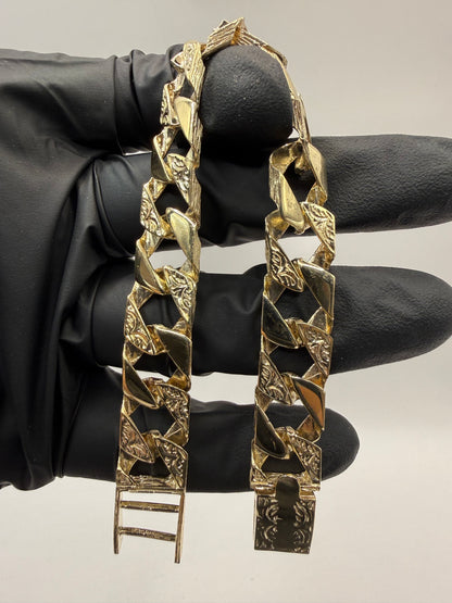 9ct Gold Chaps Bracelet 8" 12.5mm 27.36g