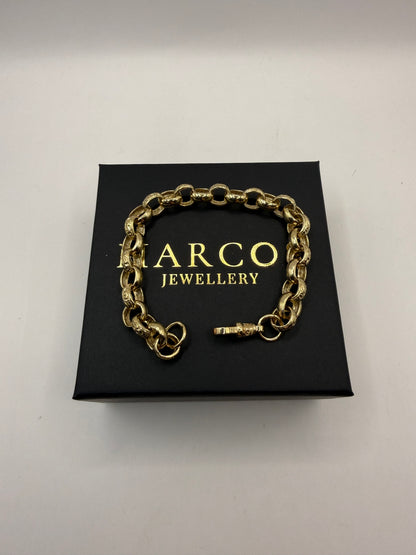9ct Gold Belcher Bracelet 9" 10mm 26.54g