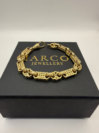 9ct Gold Stars & Bars Bracelet 9.25" 9mm 28.23g