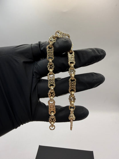 9ct Gold Stars & Bars Bracelet 8.5" 7.5mm 21.55g