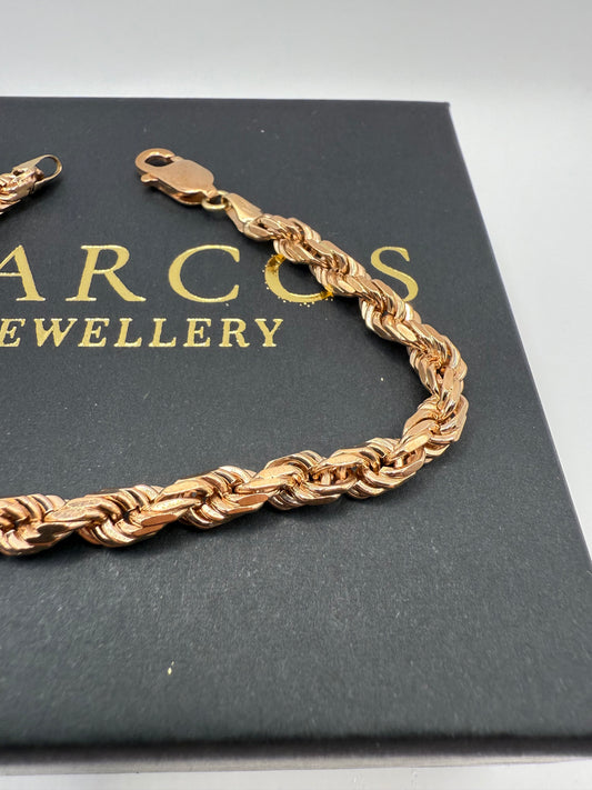9ct Solid Gold Rope Bracelet 8" 5-6mm 18.59g