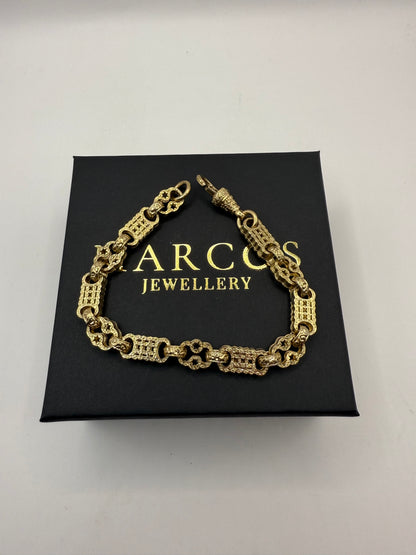 9ct Gold Stars Bars Bracelet 9.25" 9mm 28.2g