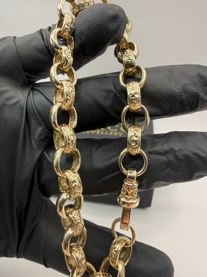 9ct Gold Belcher Bracelet 9.6" 10-11mm 29.1g