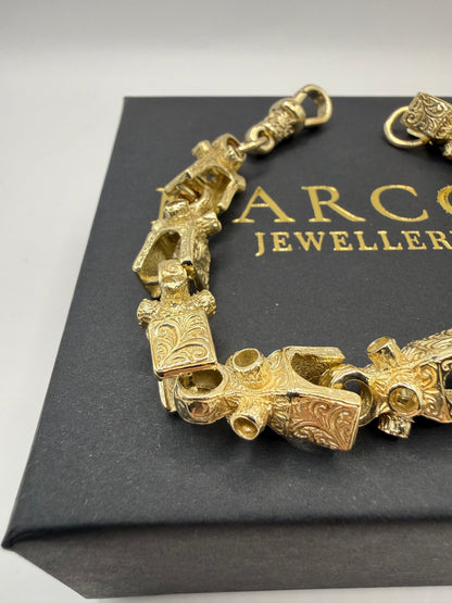 9ct Gold Lego Bracelet 8.8" 12mm 44.14g