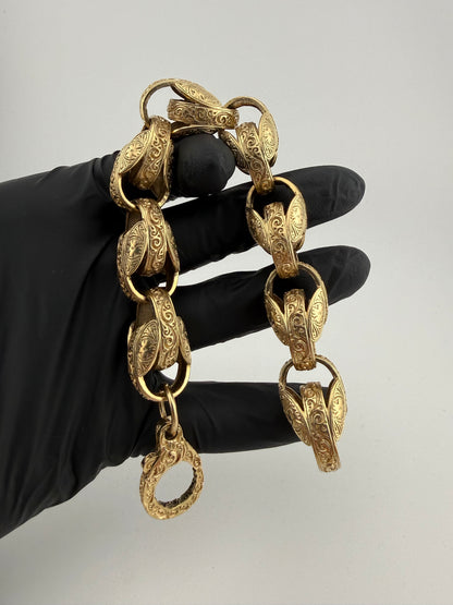9ct Gold Tulip Bracelet 10” 18mm 96.47g