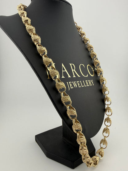 9ct Gold Tulip Chain 26.75" 11mm 90.5g