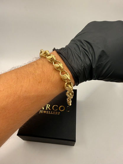 9ct Gold Tulip Bracelet 7.85" 11mm 28.44g