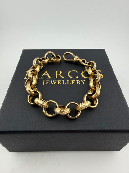 9ct Gold Belcher Bracelet 8.1" 12mm 27.9g