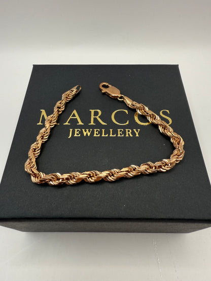 9ct Solid Gold Rope Bracelet 8" 5-6mm 18.59g