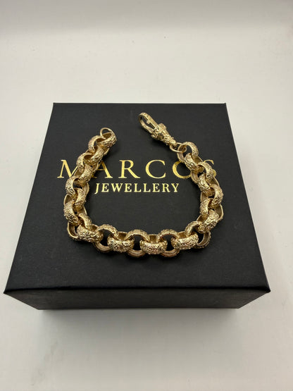 9ct Gold Belcher Bracelet 7.75" 11mm 33g