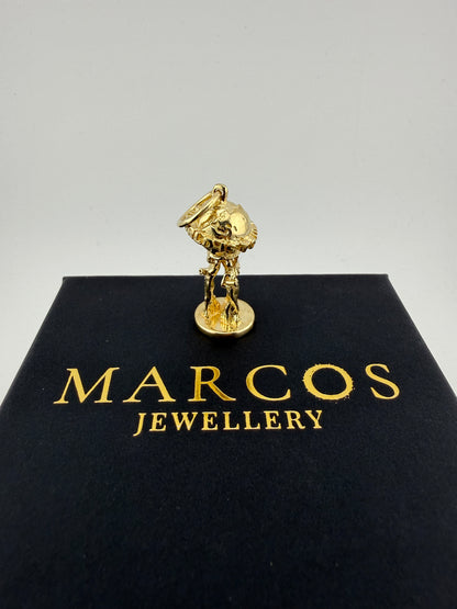 9ct Gold World Is Yours Pendant 1.8" inc bail 10mm bail 24.54g