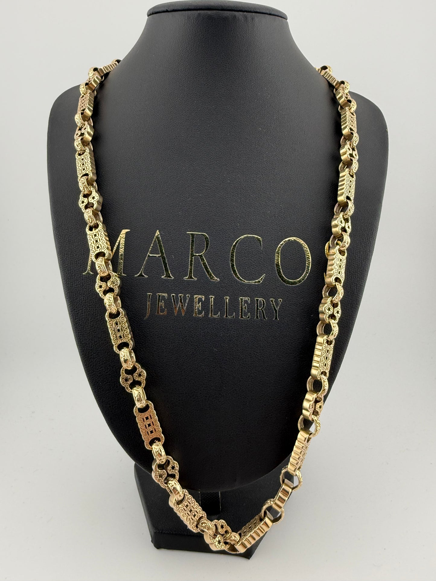 9ct Gold Stars & Bars Chain 25.75" 10mm 78.6g