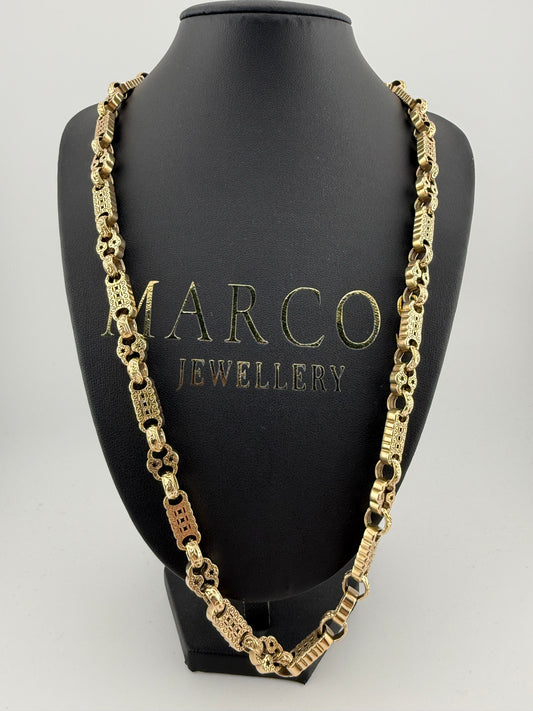 9ct Gold Stars & Bars Chain 25.75" 10mm 78.6g