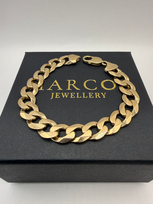 9ct Gold Curb Bracelet 9" 11/12mm 35.48g