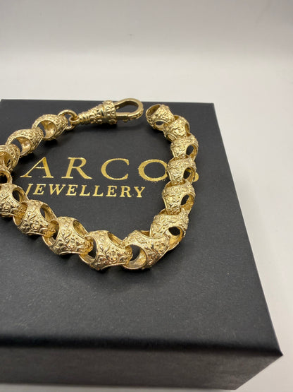 9ct Gold Acorn Bracelet 8" 10mm 35.4g