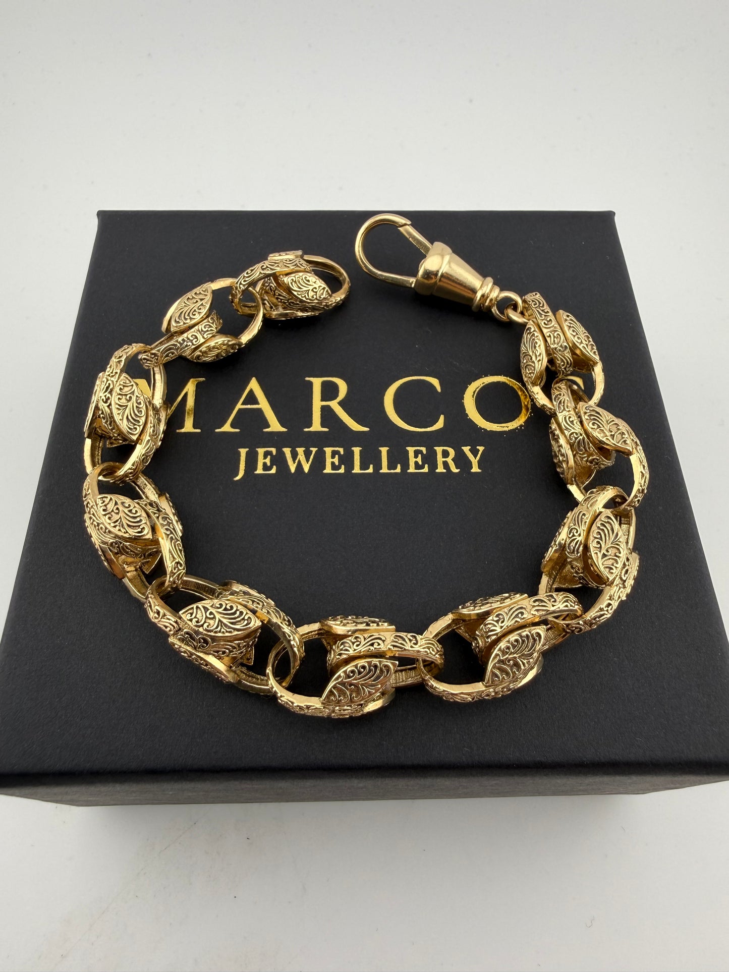 9ct Gold Tulip Bracelet 9.5" 12mm 40.2g