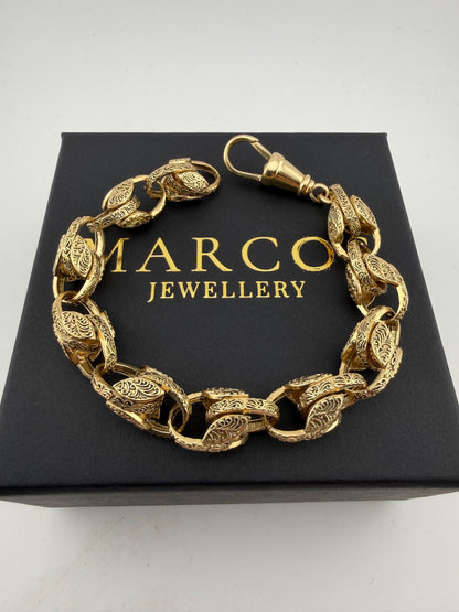 9ct Gold Tulip Bracelet 9.5" 12mm 40.2g
