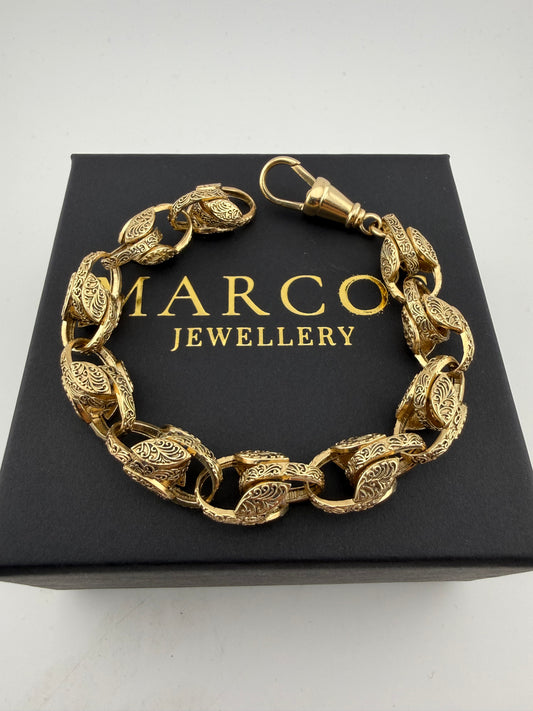 9ct Gold Tulip Bracelet 9.5" 12mm 40.2g