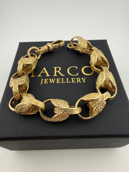 9ct Gold Tulip Bracelet 9.75" 14.5mm 60.6g