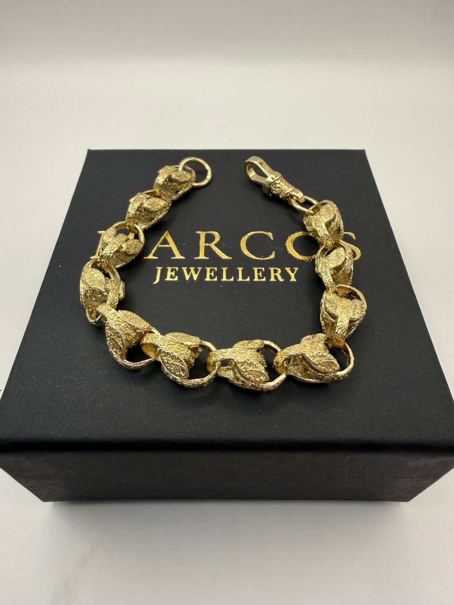 9ct Gold Tulip Bracelet 8.5" 11mm 30.15g