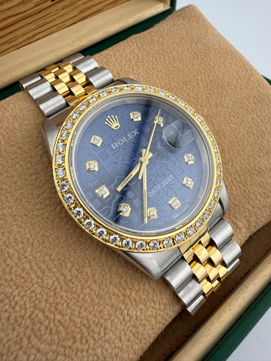 Rolex Datejust 36mm 16233 Year 1989 Jubilee Diamond Dot Dial