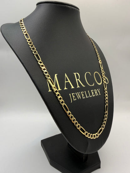 9ct Gold Figaro Chain 22” 6mm 19.5g